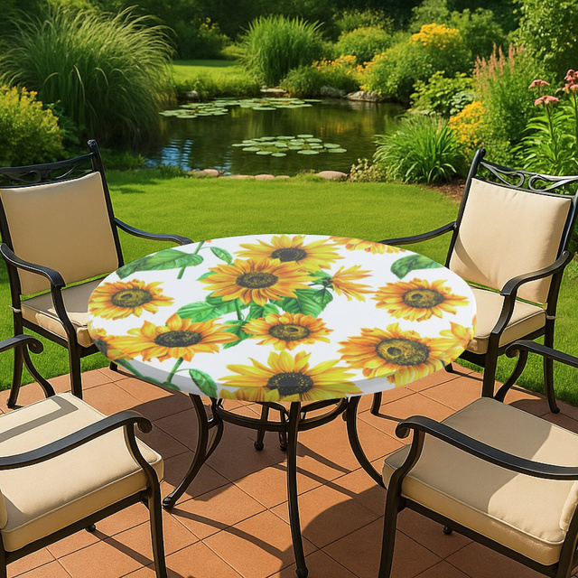 Vízálló asztalterítő kerti asztalhoz SUNFLOWER, Ø 70-86 cm
