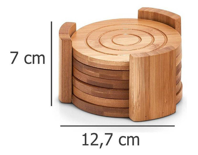 Poháralátét, alátét, 100% bambusz - 7 darabos készlet, ZELLER