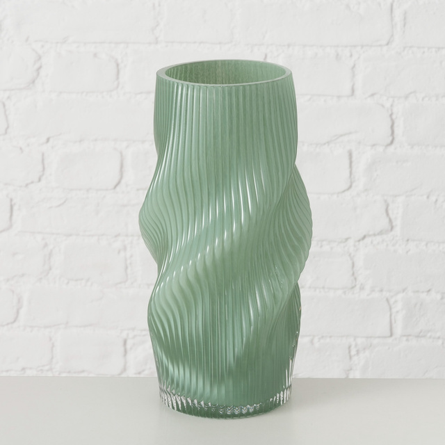 Ráncos üveg váza, VERESE, 30 cm