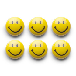 Smiley mágnesek, 6 darab, Ø 3 cm