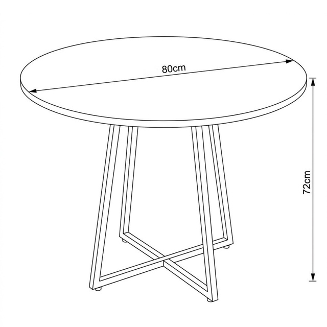 Kerek asztal kereszt alakú talppal, Ø 80 cm × 72 cm, fehér