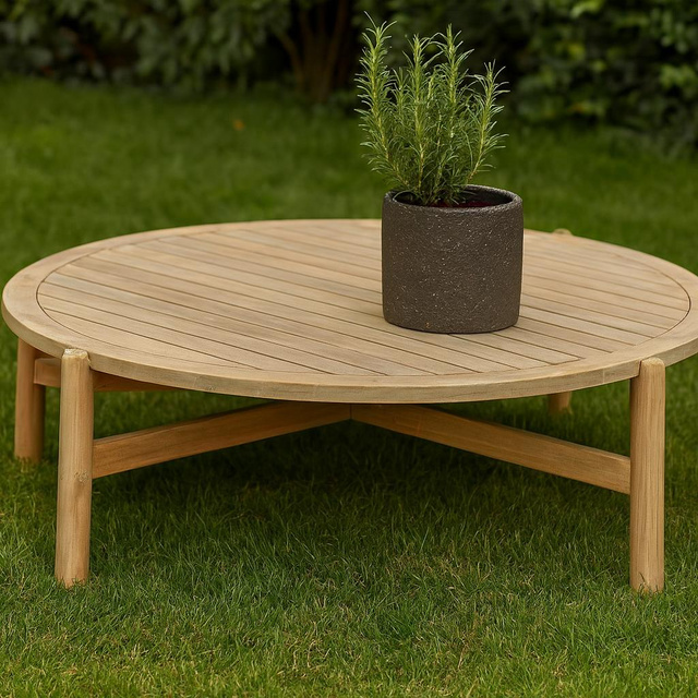 DEONA akáciából készült kávézóasztal, kültéri, Ø 120 cm
