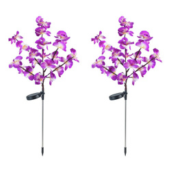 Napelemes kerti lámpák, LED orchideák, 2 darabos készlet, 75 cm
