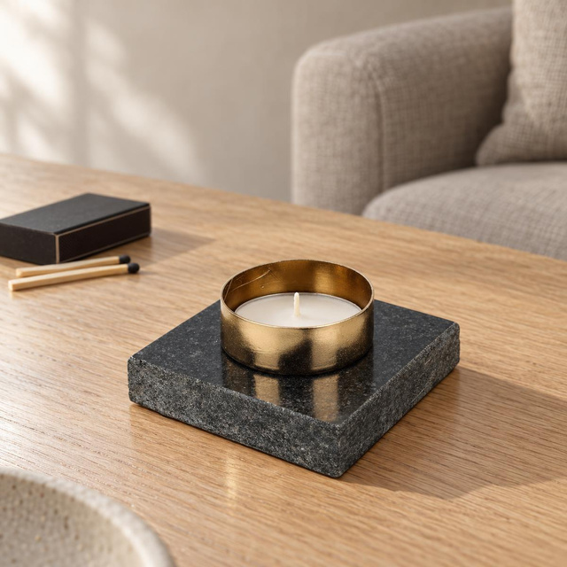 Tealight gyertya tartó, gránit alap, 7 cm