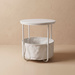 Kerek segédasztal kosárral, Ø 45 cm x 50 cm, fehér