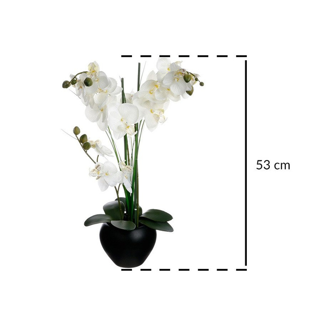 Műanyag orchidea fekete cserépben, 50 cm