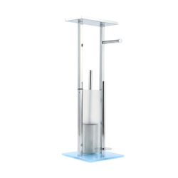 WC-papírtartó és WC-kefe állvány telefonállvánnyal HYLLA, 65 cm, ezüst