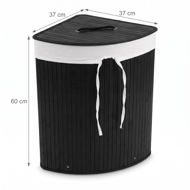 Bambusz szennyestartó, 60 L, fekete