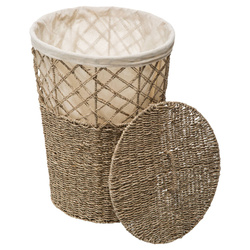 Tengerifűből készült mosodai kosár, 38 cm, pamut bélés