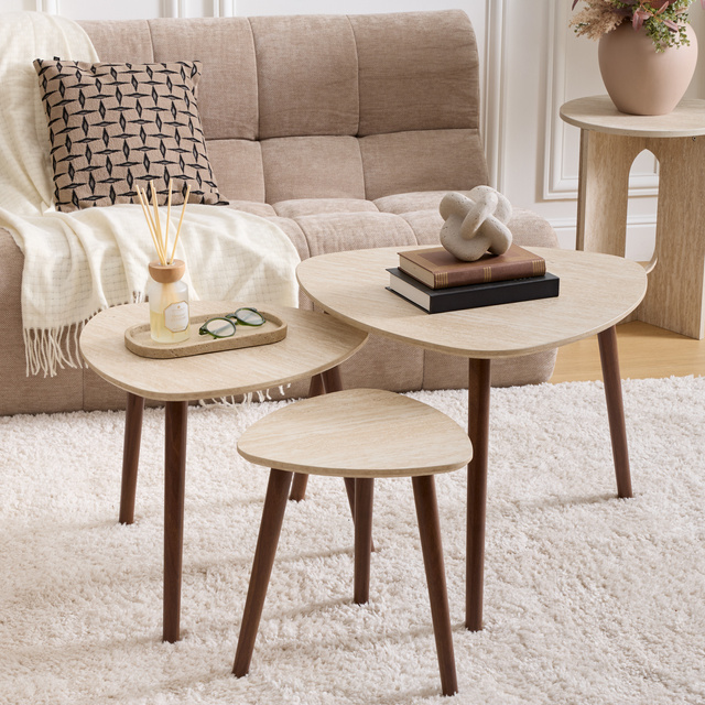 3 darabos MILEO dohányzóasztal-készlet, max. magasság 60 cm, MDF