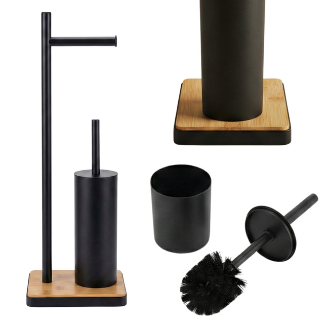 WC-kefe toalettpapír-tartóval és bambusz talppal IVLO, 65 cm