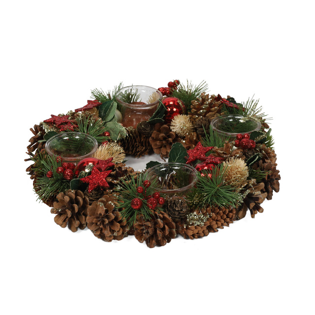 Adventi koszorú, 4 gyertya tartó, Ø 34 cm