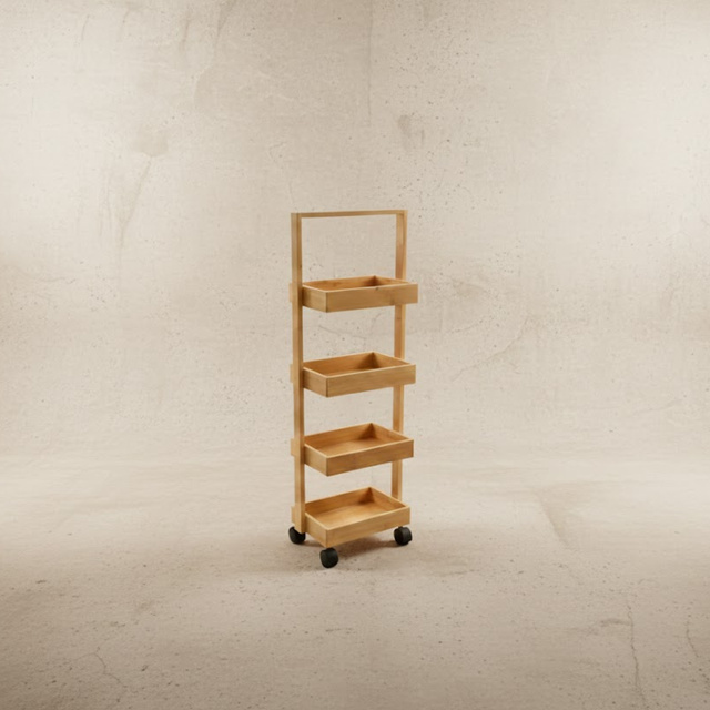 Keskeny bambusz polc, 4 VINK kosár, 90 cm