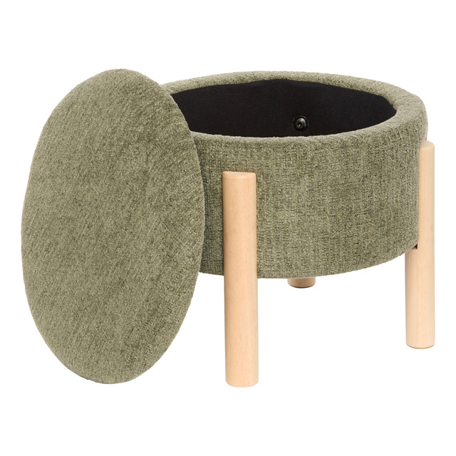 ELKI rekesszel ellátott puff, Ø 45,5 × 37 cm, khaki