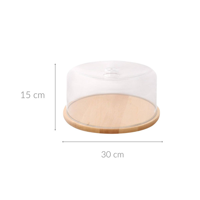 Fából készült tálca átlátszó kupolával, Ø 30 cm