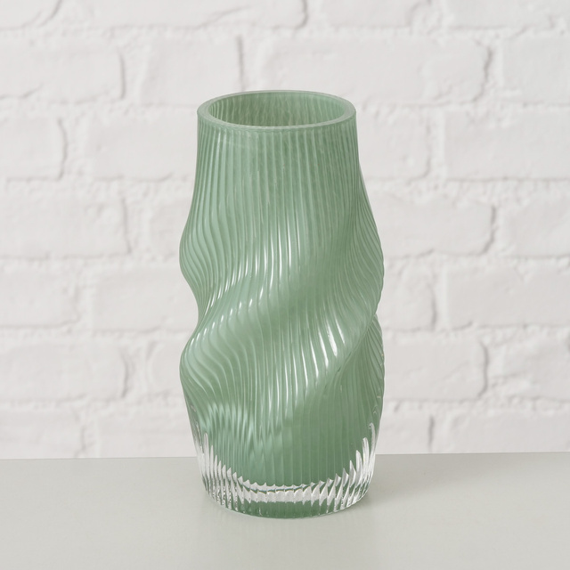 Ráncos üveg váza, VERESE, 30 cm