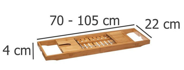 Bambusz fürdőkád polc, kihúzható, 70-105 cm