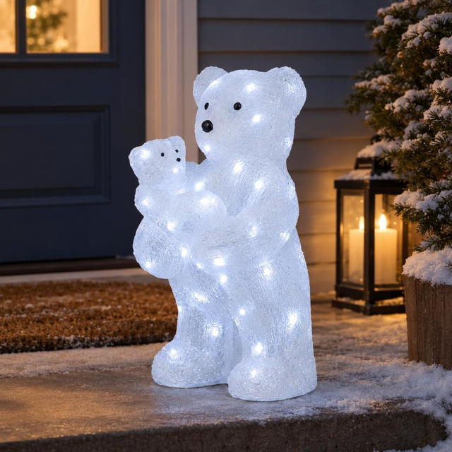 LED világító medve, akril kültéri dekoráció, 56 LED, magasság 44 cm