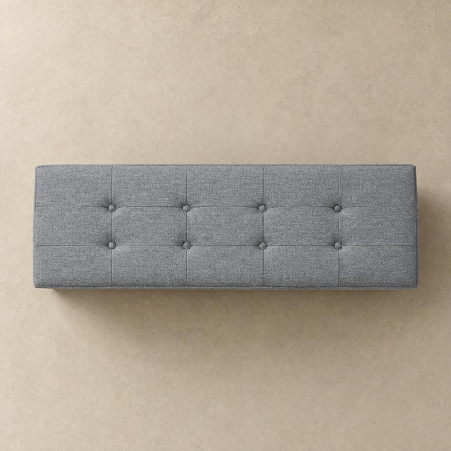 Fiókos tárolóval ellátott, téglalap alakú, összecsukható puff, 110 × 38 × 38 cm, szürke