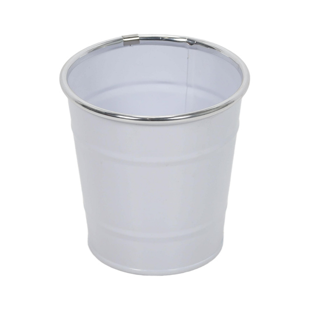 Vödör típusú virágcserép, ón, fehér, Ø 10 cm