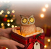 Napelemes kerti figura, LED villogó szemű bagoly, 13 cm